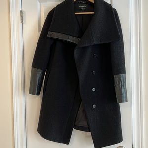 Great condition Club Monaco coat. Size xs. Leather detailing.
